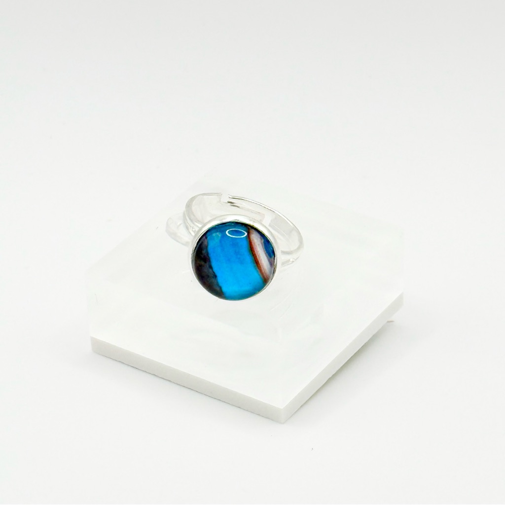 Vibrant Blue And Silver Womens Ring 20$